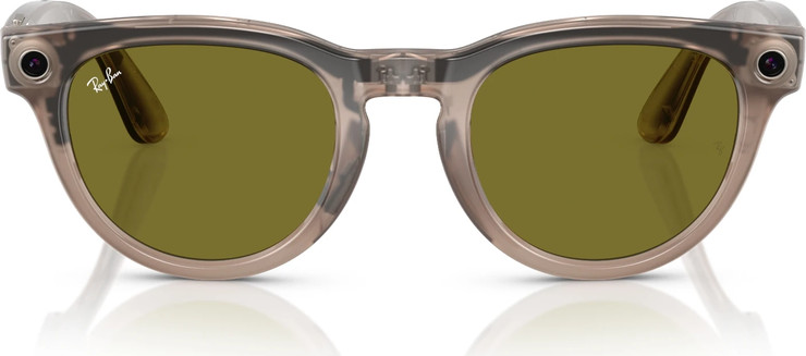 משקפי שמש חכמים Ray-Ban Meta Headliner RW4009F בגימור Shiny Warm Stone עם עדשות Transitions Dark Green בגודל 51-23