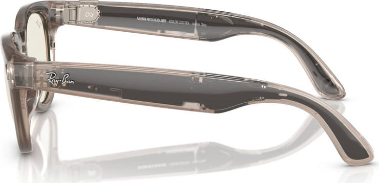 משקפי שמש חכמים Ray-Ban Meta Headliner RW4009F בגימור Shiny Warm Stone עם עדשות Transitions Dark Green בגודל 51-23