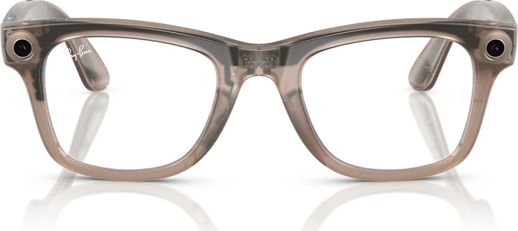 משקפי שמש חכמים Ray-Ban Meta Wayfarer RW4008 בגימור Shiny Warm Stone עם עדשות Transitions Watermelon Red בגודל 53-22