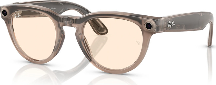 משקפי שמש חכמים Ray-Ban Meta Headliner RW4009 בגימור Shiny Warm Stone עם עדשות Transitions Saffron Yellow בגודל 50-23