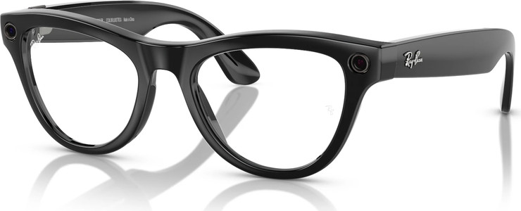 משקפי שמש חכמים Ray-Ban Meta Skyler RW4010 בגימור Shiny Black עם עדשות Transitions Cerulean Blue בגודל 52-20