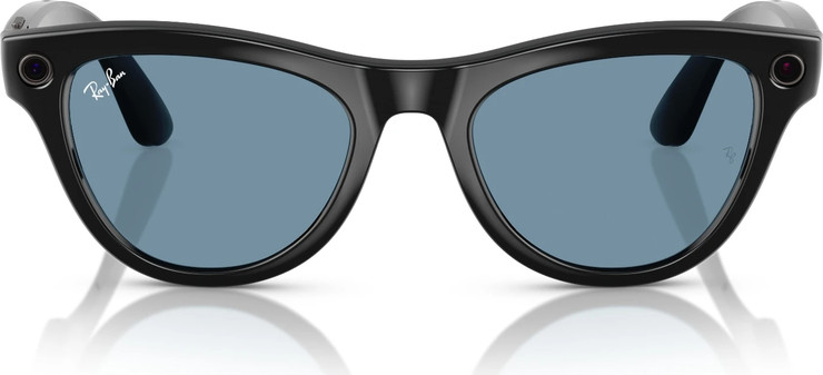 משקפי שמש חכמים Ray-Ban Meta Skyler RW4010 בגימור Shiny Black עם עדשות Transitions Cerulean Blue בגודל 52-20