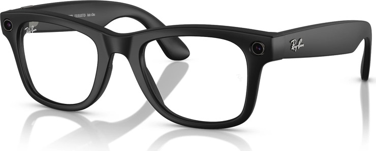 משקפי שמש חכמים Ray-Ban Meta Wayfarer דגם RW4008 בצבע שחור מט עם עדשות Transitions® בגוון Clear/Graphite Green
