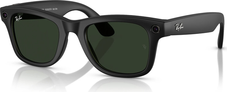 משקפי שמש חכמים Ray-Ban Meta Wayfarer דגם RW4008 בצבע שחור מט עם עדשות Transitions® בגוון Clear/Graphite Green