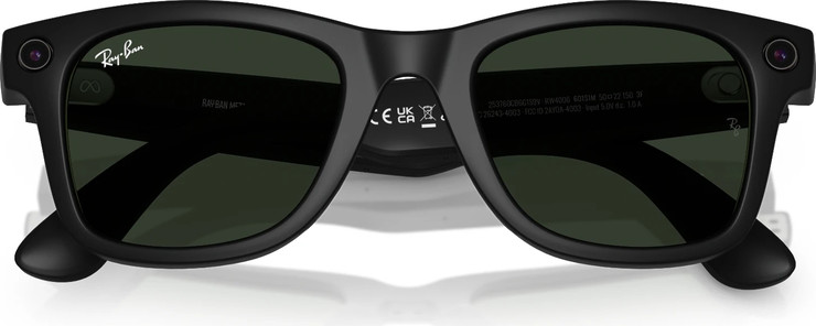 משקפי שמש חכמים Ray-Ban Meta Wayfarer דגם RW4008 בצבע שחור מט עם עדשות Transitions® בגוון Clear/Graphite Green
