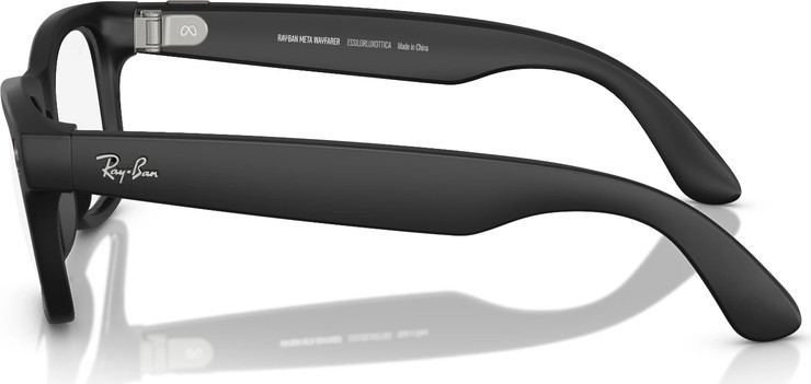 משקפי שמש חכמים Ray-Ban Meta Wayfarer דגם RW4008 בצבע שחור מט עם עדשות Transitions® בגוון Clear/Graphite Green