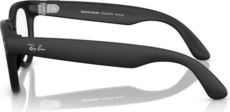 משקפי שמש חכמים Ray-Ban Meta Headliner RW4009 בגימור Matte Black עם עדשות Transitions אפור בגודל 50-23