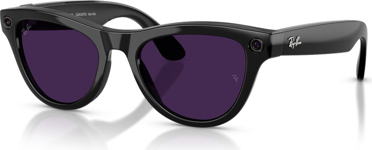 משקפי שמש חכמים Ray-Ban Meta Skyler Gen 2 RW4014 עם עדשות Transitions® Clear/Amethyst ומסגרת שחור מבריק בגודל 52-20