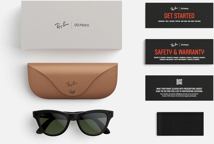 משקפי שמש חכמים Ray-Ban Meta Skyler Gen 2 RW4014 עם עדשות Transitions® Clear/Amethyst ומסגרת שחור מבריק בגודל 52-20
