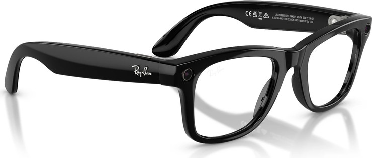 משקפי שמש חכמים Ray-Ban Meta Wayfarer Gen 2 RW4012 עם עדשות Transitions® Clear/Graphite Green ומסגרת שחור מבריק בגודל 53-22