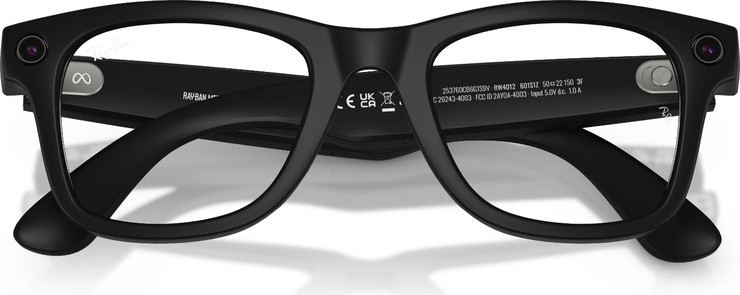 משקפי שמש חכמים Ray-Ban Meta Wayfarer Gen 2 RW4012 עם עדשות Transitions® Clear/Grey ומסגרת שחור מט בגודל 53-22