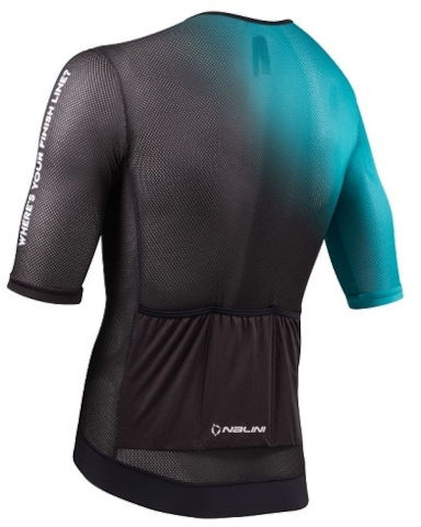 חולצה לרכיבת אופניים לגברים MESH ERGO JERSEY טורקיז-שחור אריג רשת דק טכני ואלסטי מאווררת ומנדפת S