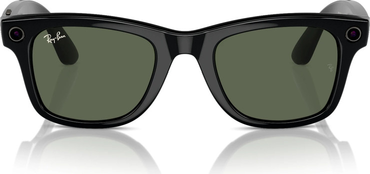 משקפי שמש חכמים Ray-Ban Meta Wayfarer דגם RW4008 בגודל 53-22 בצבע שחור מבריק עם עדשות G-15 Green