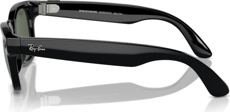 משקפי שמש חכמים Ray-Ban Meta Wayfarer דגם RW4008 בגודל 53-22 בצבע שחור מבריק עם עדשות G-15 Green