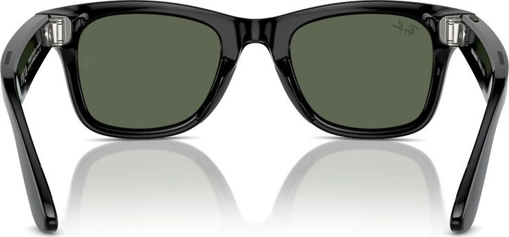משקפי שמש חכמים Ray-Ban Meta Wayfarer דגם RW4008 בגודל 53-22 בצבע שחור מבריק עם עדשות G-15 Green