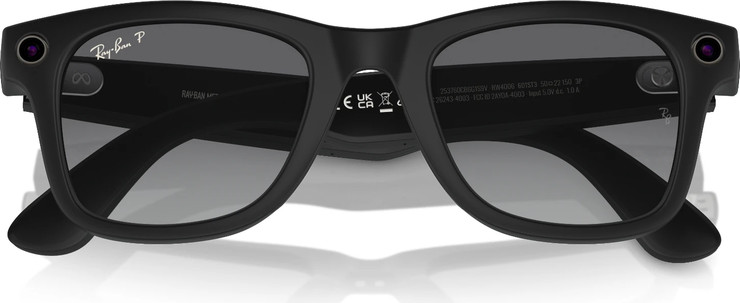 משקפי שמש חכמים Ray-Ban Meta Wayfarer RW4008 בצבע Matte Black עם עדשות Polar Gradient Graphite