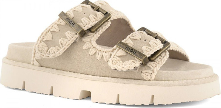 כפכפי Mou Bio Sandal Two Buckles נשים - מו - Beige