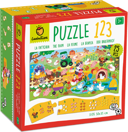 פאזל 25 חלקים ללימוד כמויות והכרת מספרים 1-9 - חווה