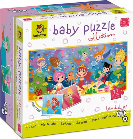 פאזל דו צדדי לקטנטנים 32 חלקים - בנות ים