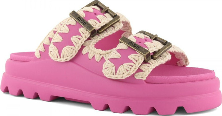 כפכפי Mou Eva One-Piece Slide Two-Buckle נשים - מו - Pink