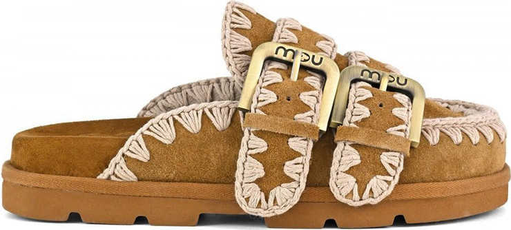 כפכפי Mou Low Bio Sabot Two-Buckles נשים - מו - Brown