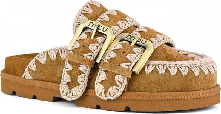 כפכפי Mou Low Bio Sabot Two-Buckles נשים - מו - Brown