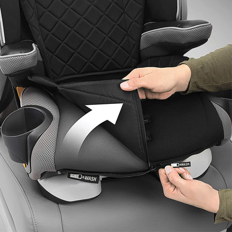 כסא בטיחות ובוסטר מיי פיט זיפ MyFit Zip עם ריפוד כפול ניתן להסרה בקלות - אפור Granite