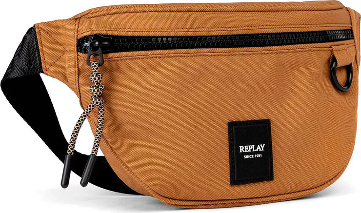 פאוץ' תיק קרוסבודי שחור לגבר במראה קלאסי דגם Waistbag מבית המותג העולמי  REPLAY צבע חום