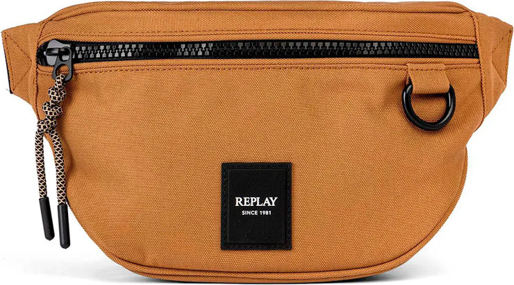 פאוץ' תיק קרוסבודי שחור לגבר במראה קלאסי דגם Waistbag מבית המותג העולמי  REPLAY צבע חום