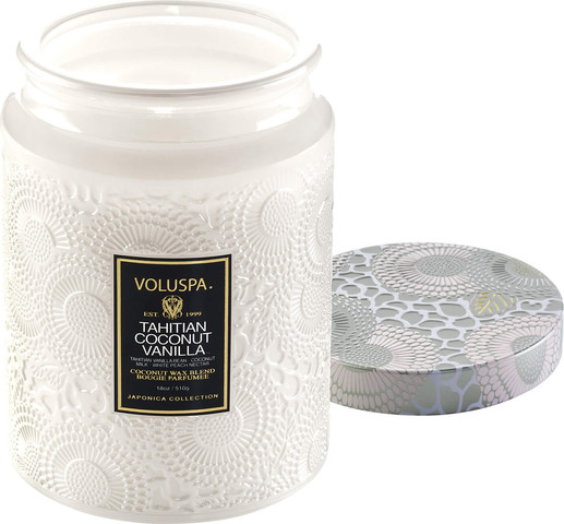 נר ריחני בצנצנת זכוכית 510 גרם - Tahitian Coconut Vanilla