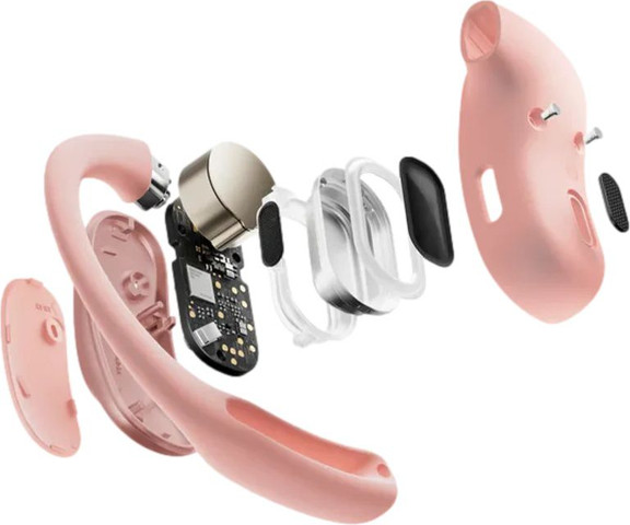 אוזניות ספורט אוזן פתוחה אלחוטיות Shokz OpenFit Air בצבע ורוד