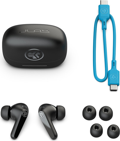 אוזניות אלחוטיות JLab JBuds Pods ANC חיי סוללה 56+ שעות שחור