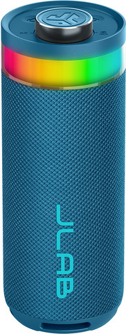 רמקול נייד JLab Go Party Bluetooth עוצמה 10W עם תאורת RGB ועמידות IP56 כחול