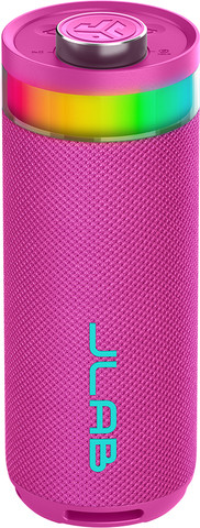 רמקול נייד JLab Go Party Bluetooth עוצמה 10W עם תאורת RGB ועמידות IP56 ורוד