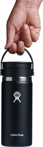 בקבוק תרמי מנירוסטה עם פיית SIP רחבה 473 מל מבית Hydro Flask – שחור