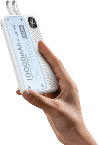 מטען 10000mAh 22.5W עם צג וכבל מובנה ZK-10 WHITE-GRAY סמיקום semicom