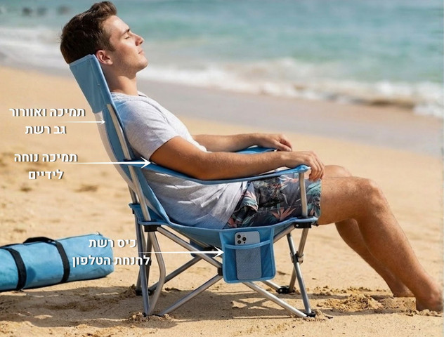 זוג כיסאות חוף נמוך גב רשת דגם FLOW C3012S