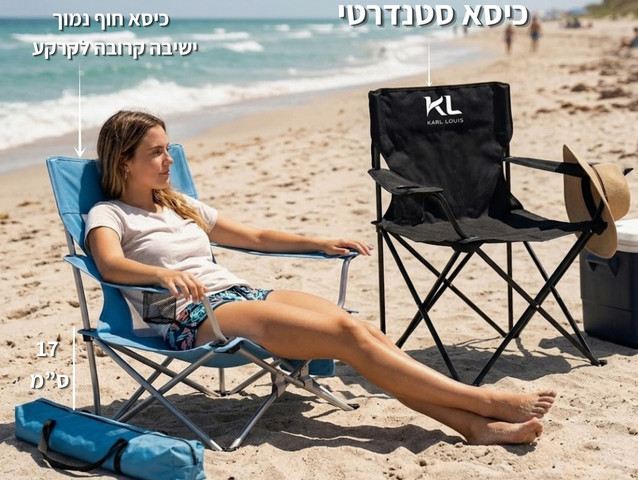 זוג כיסאות חוף נמוך גב רשת דגם FLOW C3012S