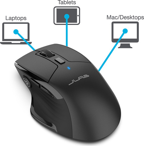 עכבר אלחוטי Jlab JBuds Mouse חיבור באמצעות Bluetooth או מתאם USB אלחוטי שחור