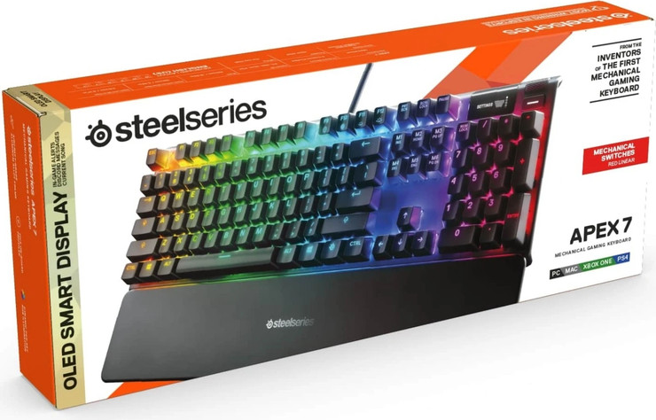 מקלדת גיימינג מכנית SteelSeries Apex 7 TKL Compact Mechanical Gaming KB Red Switch