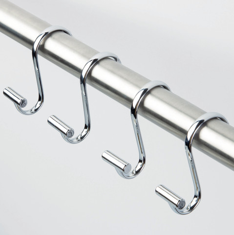 סט 12 ווי וילון מקלחת כרום T-Bar Shower Hooks