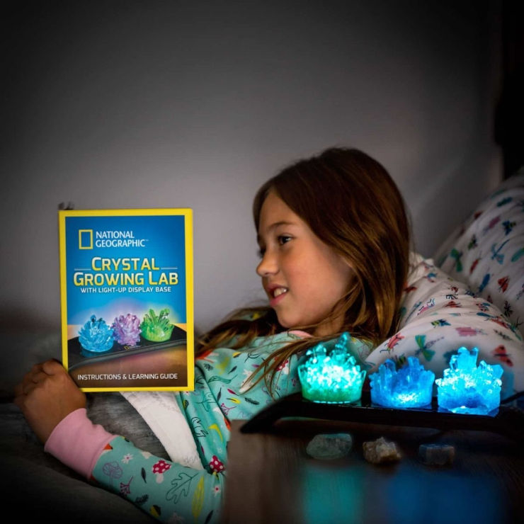 ערכת מדע לילדים: גידול 4 קריסטלים עם בסיס LED מאיר