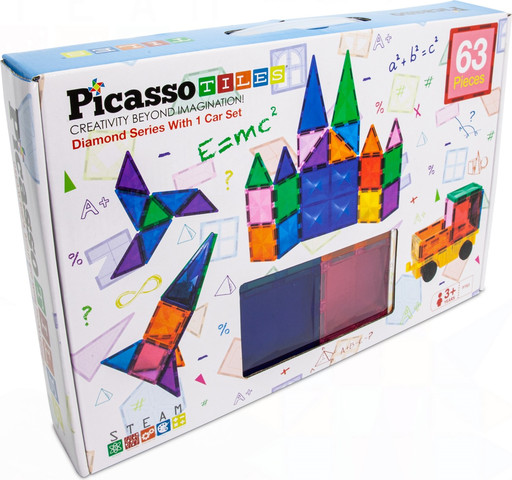 מגנטים להרכבה + ערכת מכונית 63 חלקים