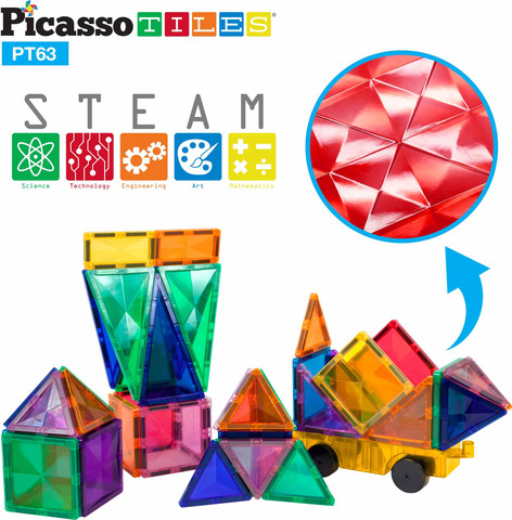 מגנטים להרכבה + ערכת מכונית 63 חלקים