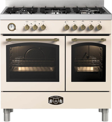 תנור משולב Fratelli Country FRO-PR999DC – עיצוב כפרי קרם/ברונזה, גוון ברונזה ייחודי, רוחב 90 ס"מ