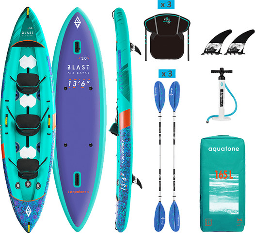 קיאק מתנפח 3 מקומות אקווה טון Aquatone BLAST 13.6