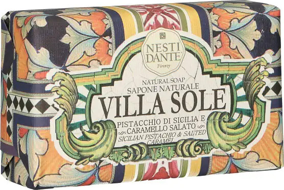 סבון מוצק טבעי VILLA SOLE פיסטוק סיציליאני וקרמל מלוח