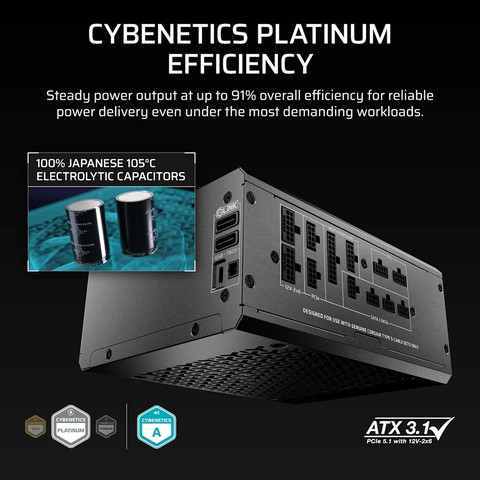 ספק כוח Corsair HX1500i Shift Fully Modular 1500W Cybenetics Platinum