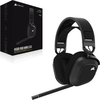אוזניות קשת אלחוטיות לגיימינג HS80 RGB WIRELESS PREMIUM צבע שחור CORSAIR