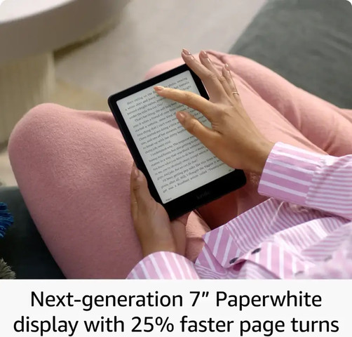 מכשיר נייד לקריאת ספרים אלקטרוניים 7" Amazon אמזון Kindle Paperwhiter Signature Edition 32GB 12th Gen (2024) שחור